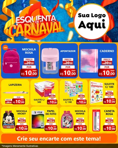 Modelo de Rede Social para Feed Instagram com o tema Esquenta de Carnaval para Papelaria