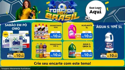 Modelo de TV para TV Horizontal com o tema Torcida Vai Brasil - Copa para Produtos de Limpeza