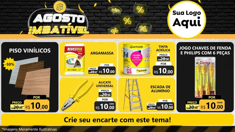 Modelo de TV para TV Horizontal com o tema Agosto Imbatível para Material para Construção
