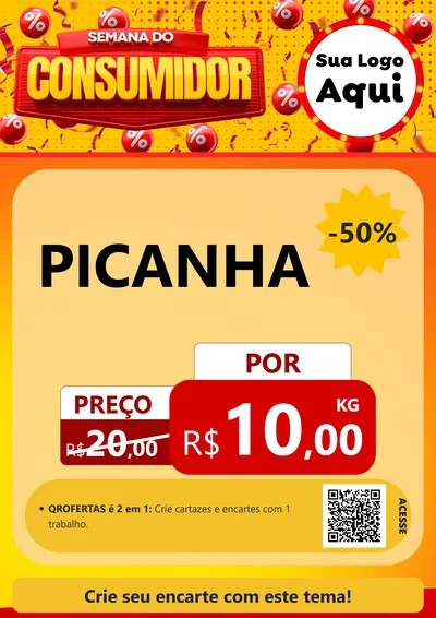 Modelo de Cartaz para Cartaz A4 Vertical com o tema Semana do Consumidor para Açougue