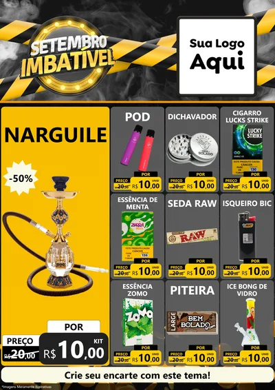 Modelo de Encarte para Encarte A4 Vertical com o tema Setembro Imbatível para Tabacaria