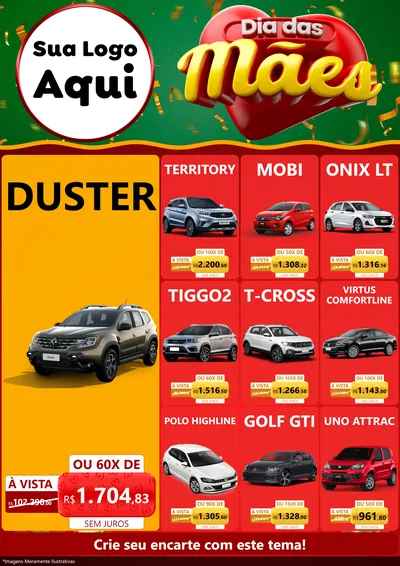 Modelo de Encarte para Encarte A4 Vertical com o tema Dia das Mães para Concessionaria de Carros