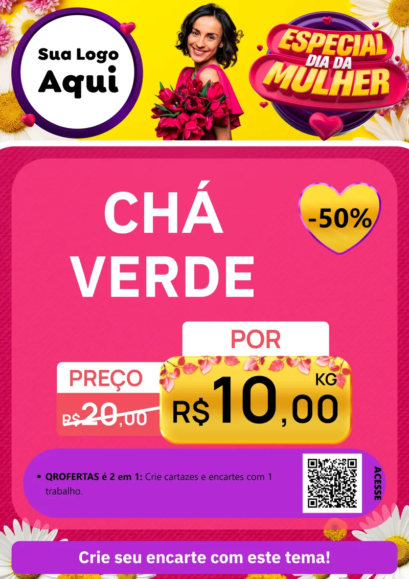 Modelo de Cartaz para Cartaz A4 Vertical com o tema Especial Dia da Mulher para Produtos Naturais