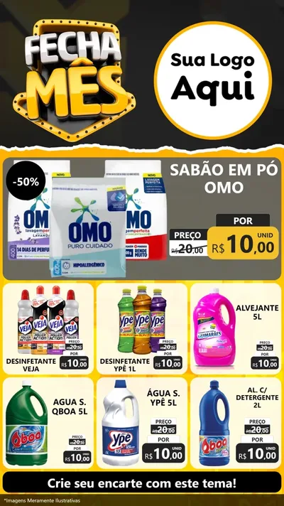 Modelo de Rede Social para Stories com o tema Fecha Mês para Produtos de Limpeza