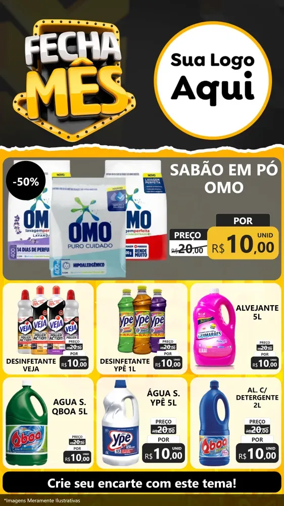 Modelo de Rede Social para Stories com o tema Fecha Mês para Produtos de Limpeza
