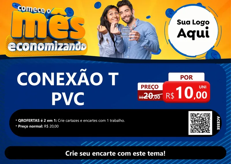 Modelo de Cartaz para Cartaz A4 Horizontal com o tema Comece O Mês Economizando para Tubos e conexões