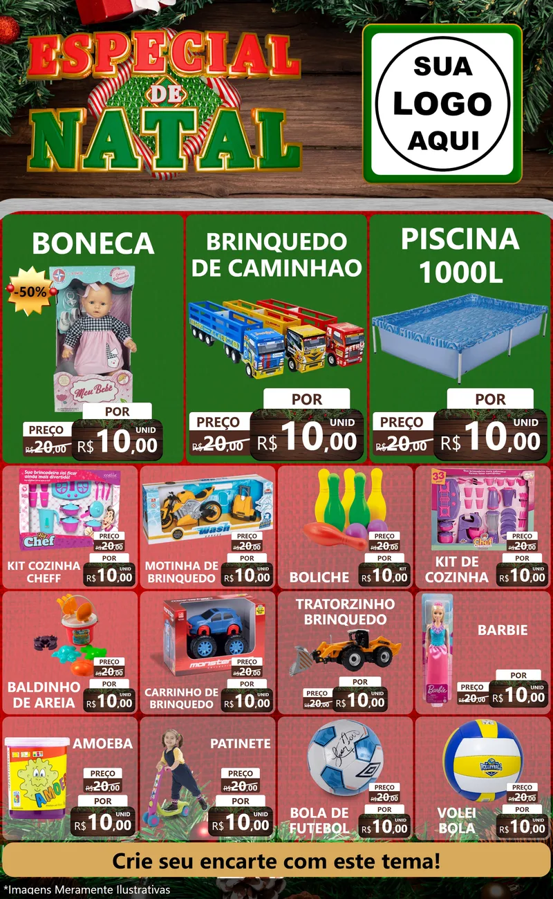 Modelo de Encarte para Encarte Grande com o tema Especial de Natal para Brinquedos