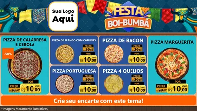 Modelo de TV para TV Horizontal com o tema Festa Boi Bumbá para Pizzaria