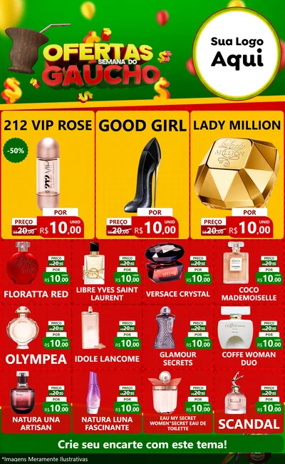 Modelo de Encarte para Encarte Grande com o tema Ofertas Semana Do Gaúcho para Perfumes