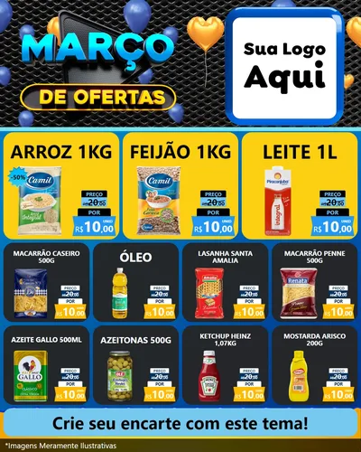 Modelo de Rede Social para Feed Instagram com o tema Março de Ofertas para Supermercado