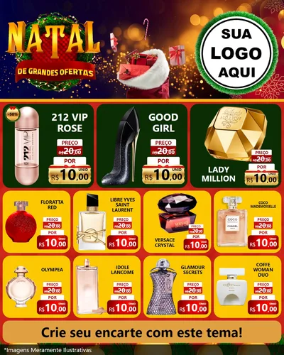 Modelo de Rede Social para Feed Instagram com o tema Natal de Grandes Ofertas para Perfumes