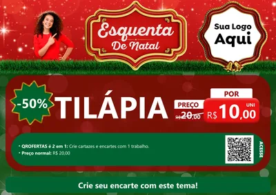 Modelo de Cartaz para Cartaz A4 Horizontal com o tema Esquenta de Natal para Peixaria