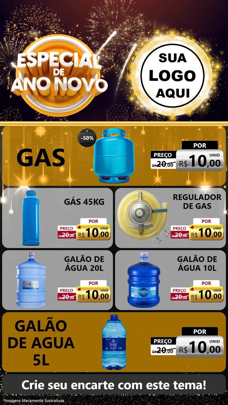 Modelo de TV para TV Vertical com o tema Especial de Ano Novo para Água e gás