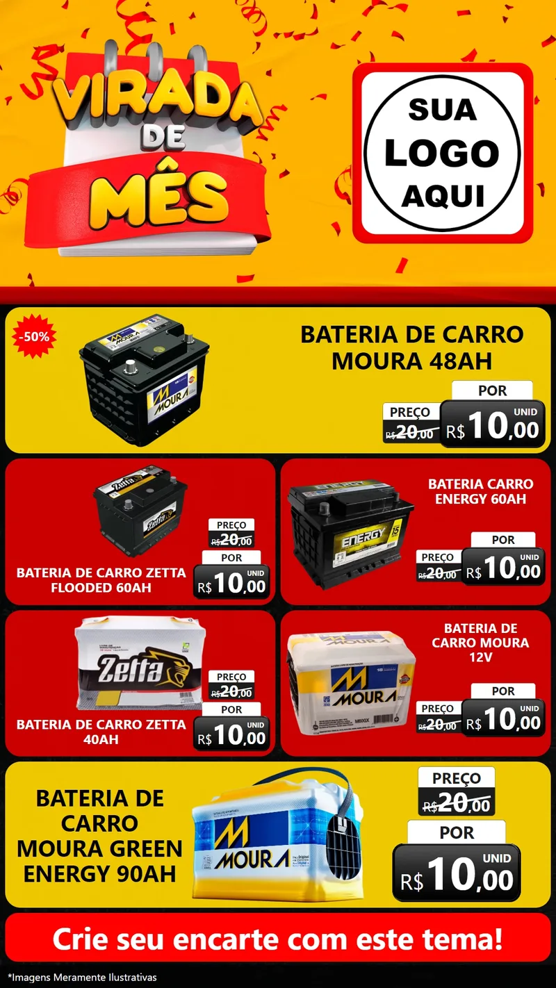 Modelo de TV para TV Vertical com o tema Virada de Mês para Baterias Elétricas