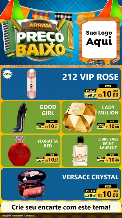 Modelo de TV para TV Vertical com o tema Arraiá de Preço Baixo - Junina para Perfumes