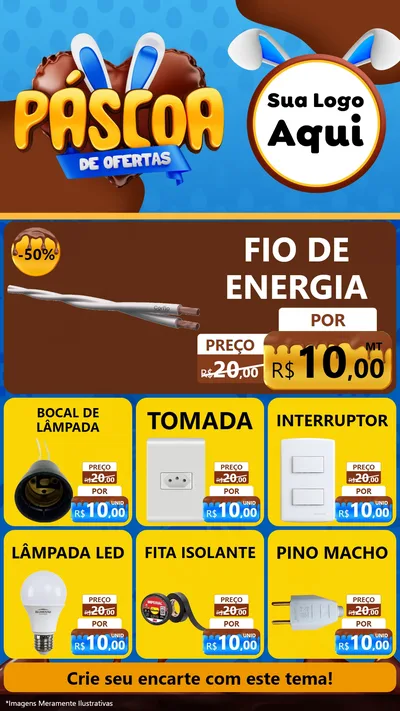 Modelo de Rede Social para Stories com o tema Páscoa de Ofertas para Materiais Elétricos