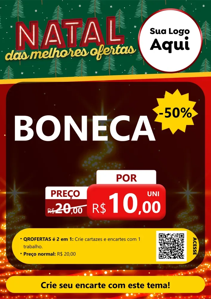 Modelo de Cartaz para Cartaz A4 Vertical com o tema Natal das Melhores Ofertas para Brinquedos