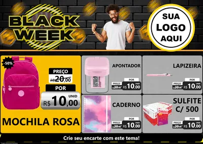 Modelo de Encarte para Encarte A4 Horizontal com o tema Black Week para Papelaria
