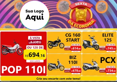 Modelo de Encarte para Encarte A4 Horizontal com o tema Sexta da Economia para Concessionaria de Motos