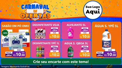 Modelo de TV para TV Horizontal com o tema Carnaval de Ofertas para Produtos de Limpeza