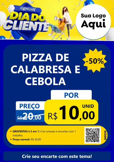 Modelo de Cartaz para Cartaz A4 Vertical com o tema Especial Dia do Cliente para Pizzaria