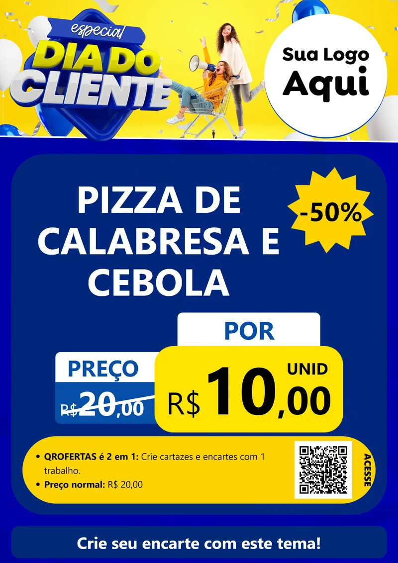Modelo de Cartaz para Cartaz A4 Vertical com o tema Especial Dia do Cliente para Pizzaria