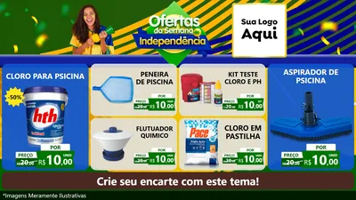 Modelo de TV para TV Horizontal com o tema Ofertas da Semana da Independência para Produtos para Piscina
