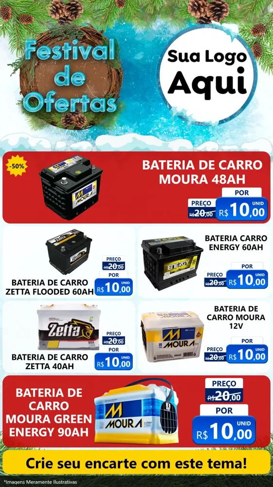 Modelo de TV para TV Vertical com o tema Festival de Ofertas - Inverno para Baterias Elétricas