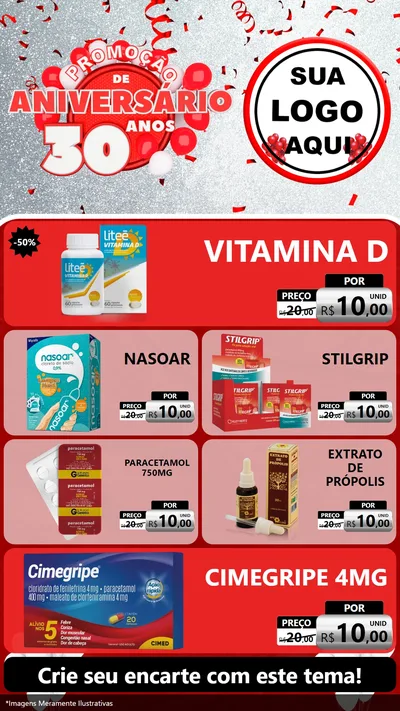 Modelo de TV para TV Vertical com o tema Promoção de Aniversário - 30 Anos para Farmácia