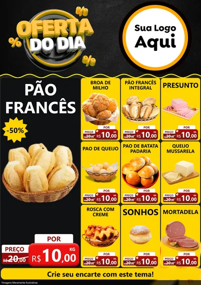 Modelo de Encarte para Encarte A4 Vertical com o tema Oferta Do Dia para Padaria