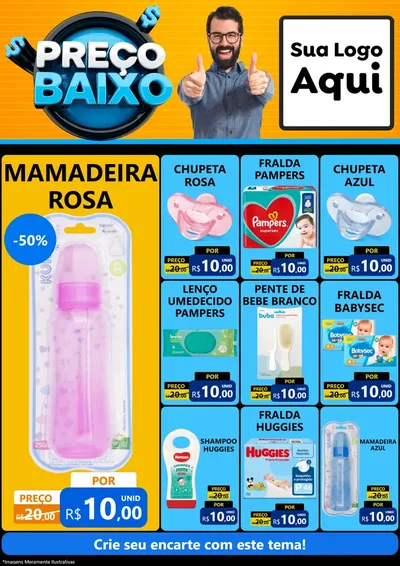 Modelo de Encarte para Encarte A4 Vertical com o tema Preço Baixo para Bebês