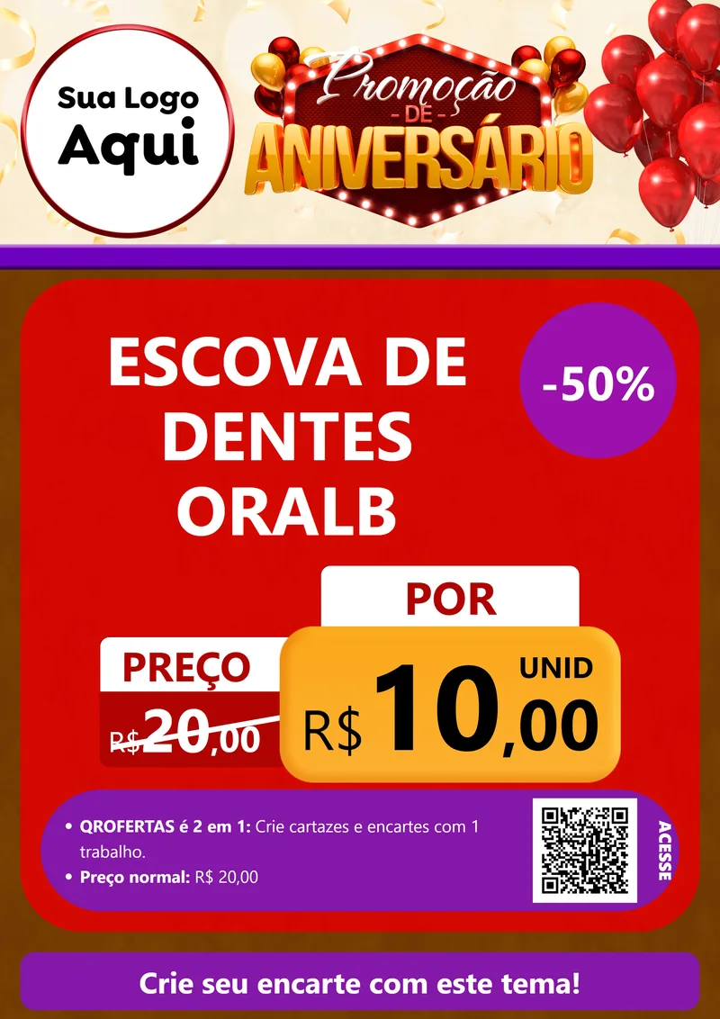 Modelo de Cartaz para Cartaz A4 Vertical com o tema Promoção de Aniversário para Higiene Pessoal