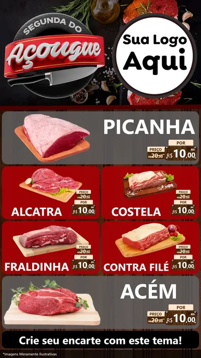 Modelo de TV para TV Vertical com o tema Segunda do Açougue para Açougue