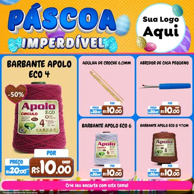 Modelo de Rede Social para Feed Facebook com o tema Páscoa Imperdível para Armarinho e Aviamentos
