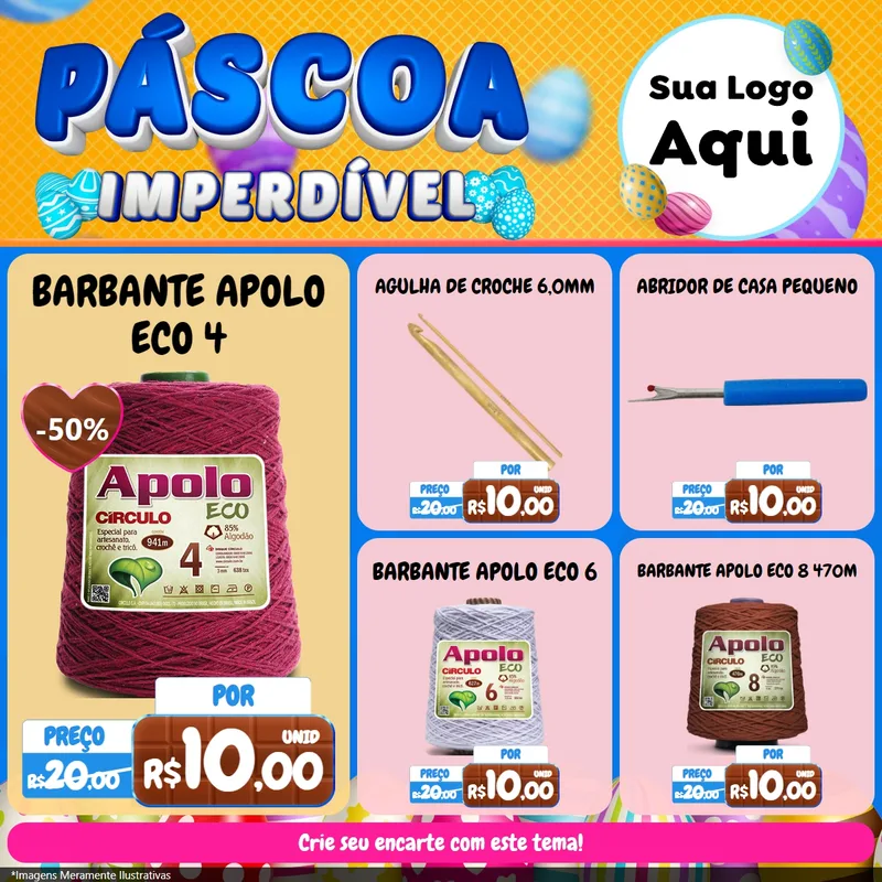 Modelo de Rede Social para Feed Facebook com o tema Páscoa Imperdível para Armarinho e Aviamentos