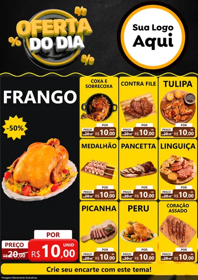 Modelo de Encarte para Encarte A4 Vertical com o tema Oferta Do Dia para Assados