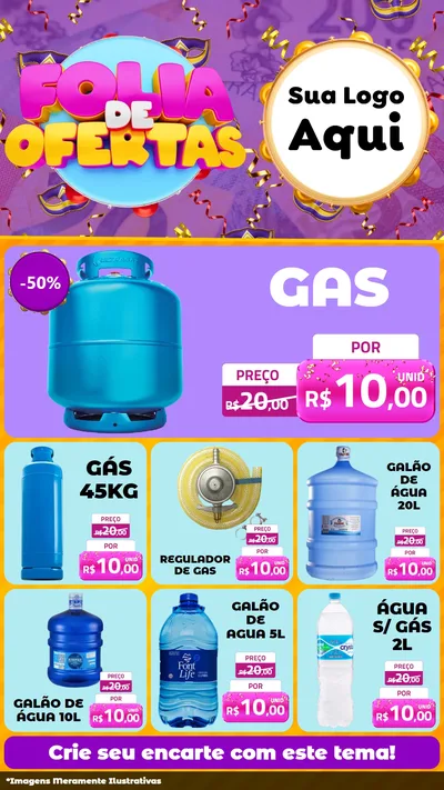 Modelo de Rede Social para Stories com o tema Folia de Ofertas para Água e gás
