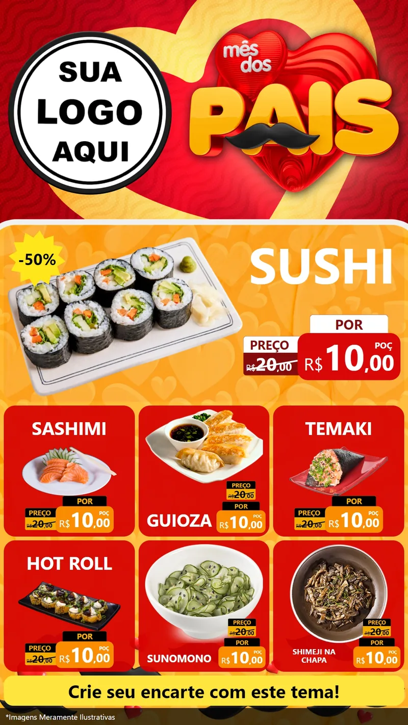 Modelo de Rede Social para Stories com o tema Mês Dos Pais para Comida japonesa