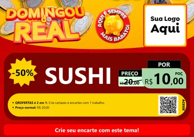 Modelo de Cartaz para Cartaz A4 Horizontal com o tema Domingou do Real para Comida japonesa