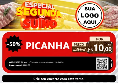 Modelo de Cartaz para Cartaz A4 Horizontal com o tema Especial Segunda do Suíno para Açougue