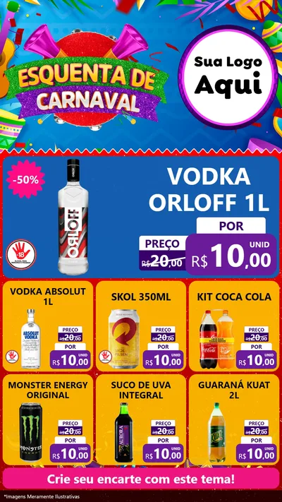 Modelo de Rede Social para Stories com o tema Esquenta de Carnaval para Distribuidora de bebidas