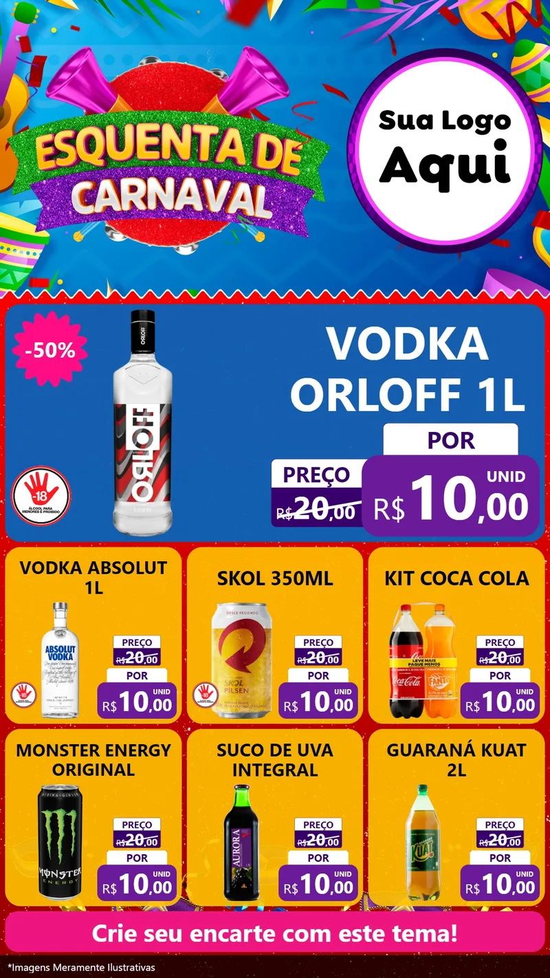 Modelo de Rede Social para Stories com o tema Esquenta de Carnaval para Distribuidora de bebidas
