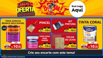 Modelo de TV para TV Horizontal com o tema Super Oferta Setembro para Tintas e Ferramentas
