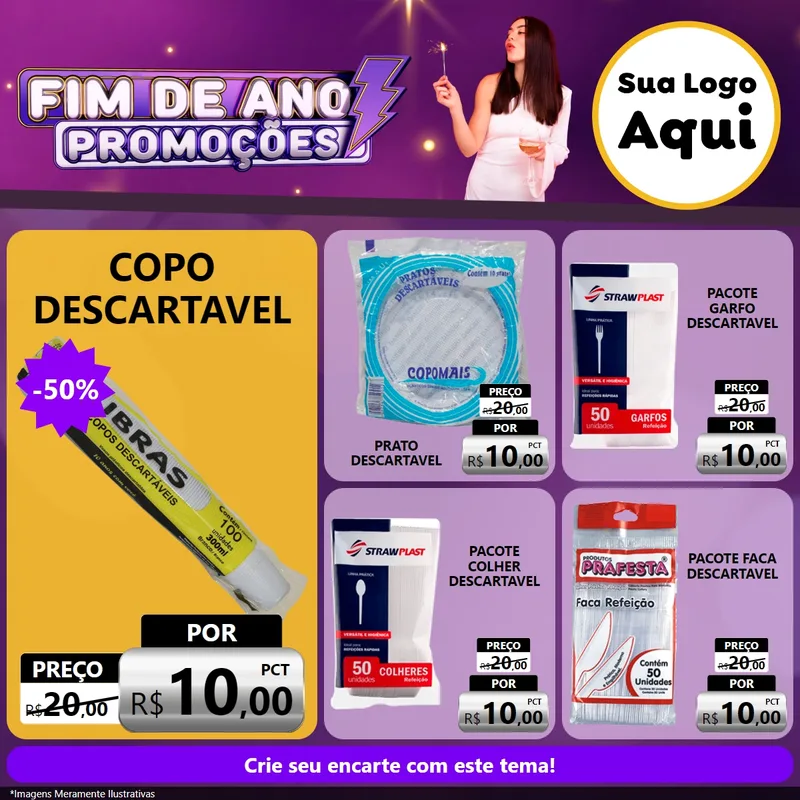 Modelo de Rede Social para Feed Facebook com o tema Fim de Ano Promoções para Embalagens