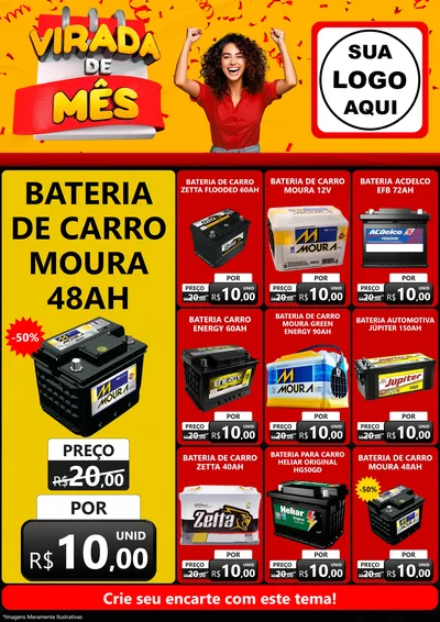 Modelo de Encarte para Encarte A4 Vertical com o tema Virada de Mês para Baterias Elétricas