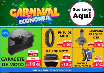 Modelo de Encarte para Encarte A4 Horizontal com o tema Carnaval da Economia para Moto peças