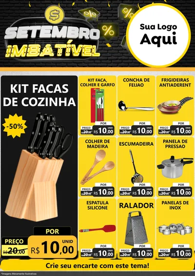 Modelo de Encarte para Encarte A4 Vertical com o tema Setembro Imbatível para Utilidades Domésticas
