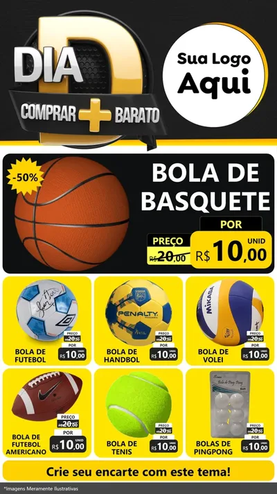 Modelo de Rede Social para Stories com o tema Dia D Mais Economia para Artigos Esportivos