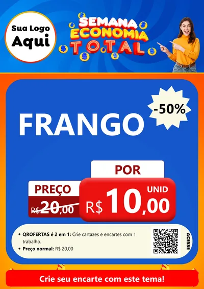 Modelo de Cartaz para Cartaz A4 Vertical com o tema Semana Economia Total para Assados