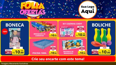 Modelo de TV para TV Horizontal com o tema Folia de Ofertas para Brinquedos